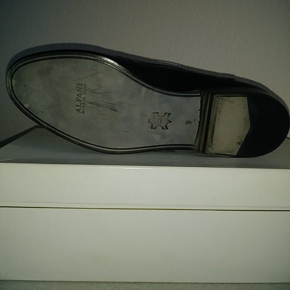 Vintage Alfani slip-on, Black, Lizard/Calf, Men\'s 9, Made in Italy, Worn Once